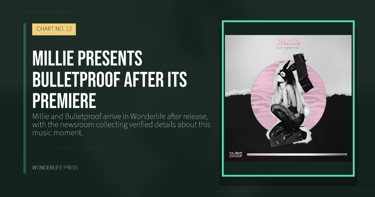 Wonderlife Press: Millie presents Bulletproof after its premiere. release artwork. CHART NO. 12.