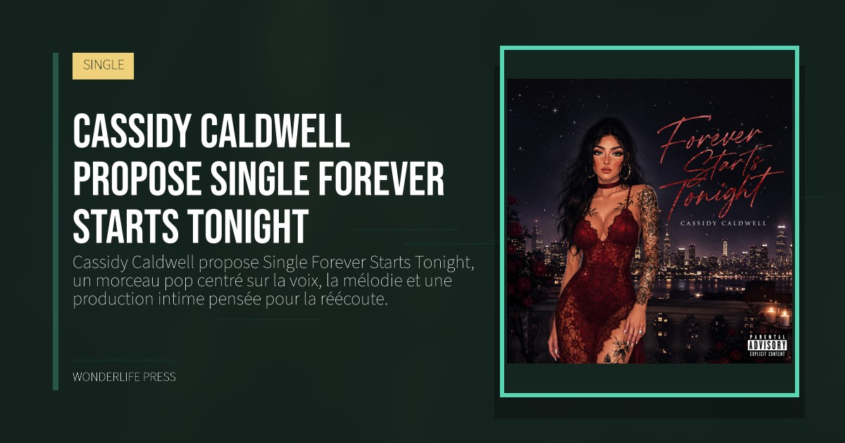 Wonderlife Press: Cassidy Caldwell propose Single Forever Starts Tonight. pochette de la sortie. SINGLE.