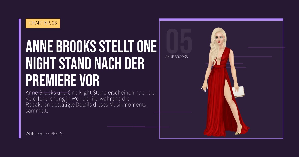 Wonderlife Press: Anne Brooks stellt One Night Stand nach der Premiere vor. Künstlerporträt. CHART NR. 26.