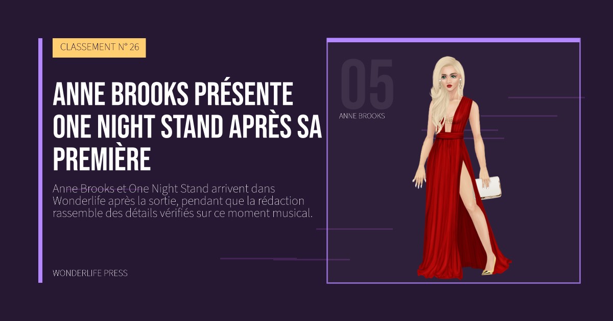 Wonderlife Press: Anne Brooks présente One Night Stand après sa première. portrait des artistes. CLASSEMENT N° 26.