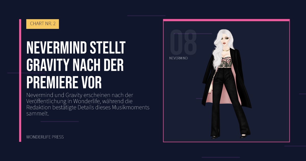 Wonderlife Press: Nevermind stellt Gravity nach der Premiere vor. Künstlerporträt. CHART NR. 2.