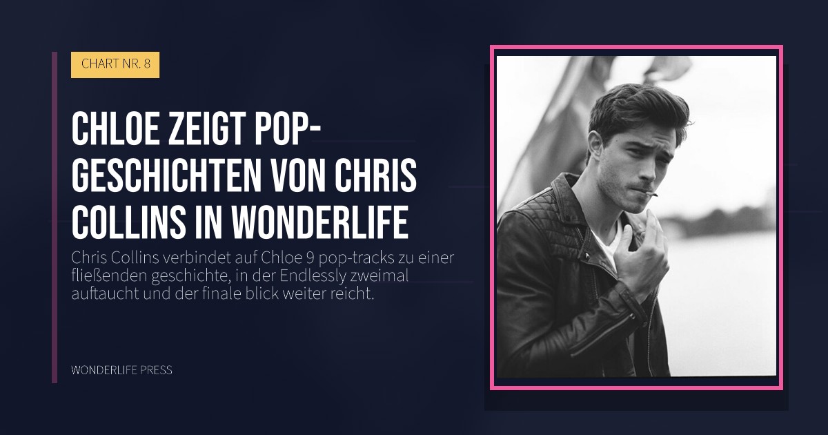 Wonderlife Press: Chloe zeigt pop-geschichten von Chris Collins in Wonderlife. Veröffentlichungscover. CHART NR. 8.