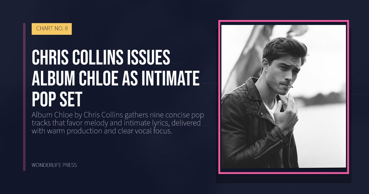 Wonderlife Press: Chris Collins issues Album Chloe as intimate pop set. release artwork. CHART NO. 8.