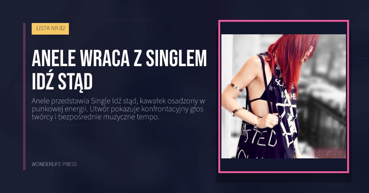Wonderlife Press: Anele wraca z singlem Idź stąd. okładka wydawnictwa. LISTA NR 82.