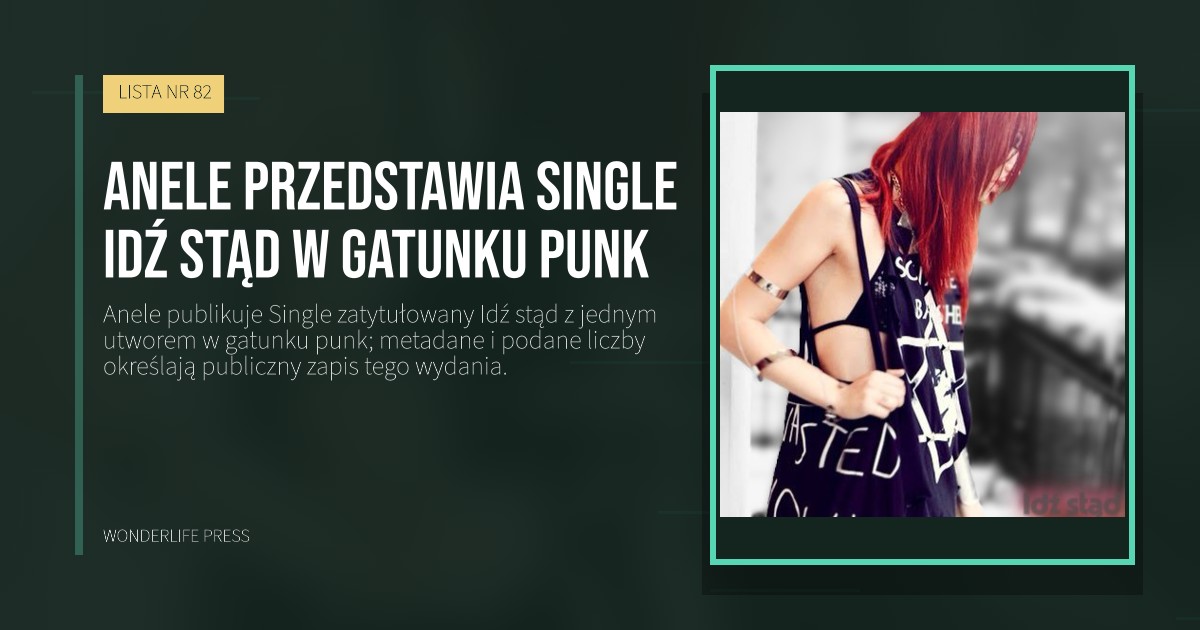 Wonderlife Press: Anele przedstawia single Idź stąd w gatunku punk. okładka wydawnictwa. LISTA NR 82.