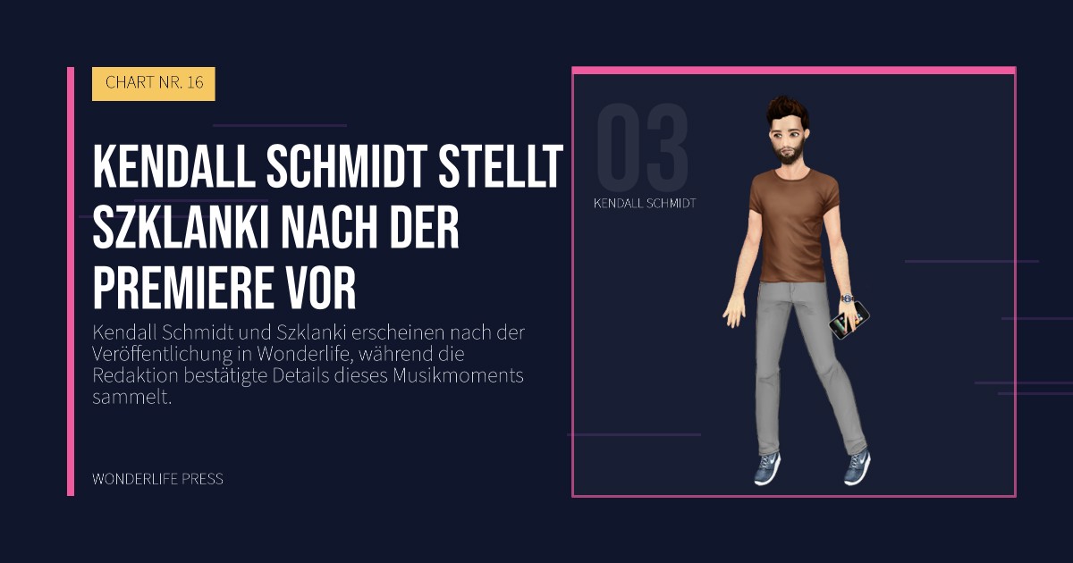 Wonderlife Press: Kendall Schmidt stellt Szklanki nach der Premiere vor. Künstlerporträt. CHART NR. 16.