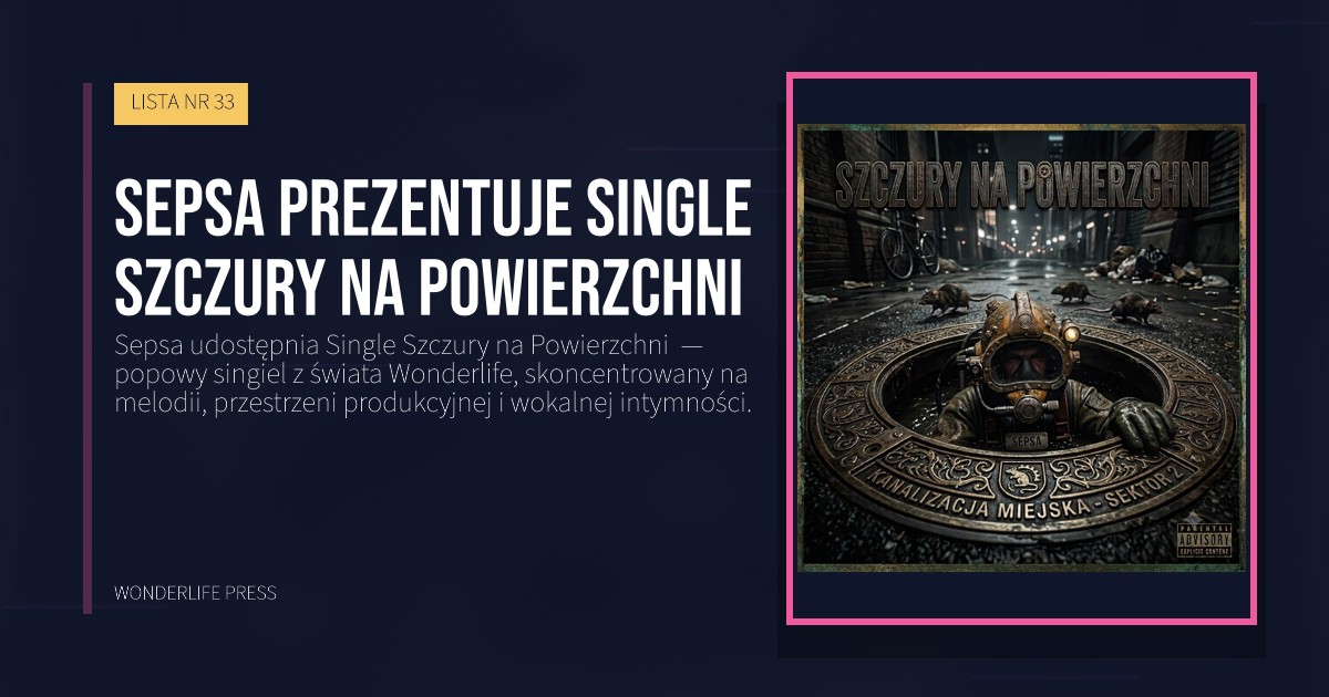 Wonderlife Press: Sepsa prezentuje Single Szczury na Powierzchni. okładka wydawnictwa. LISTA NR 33.