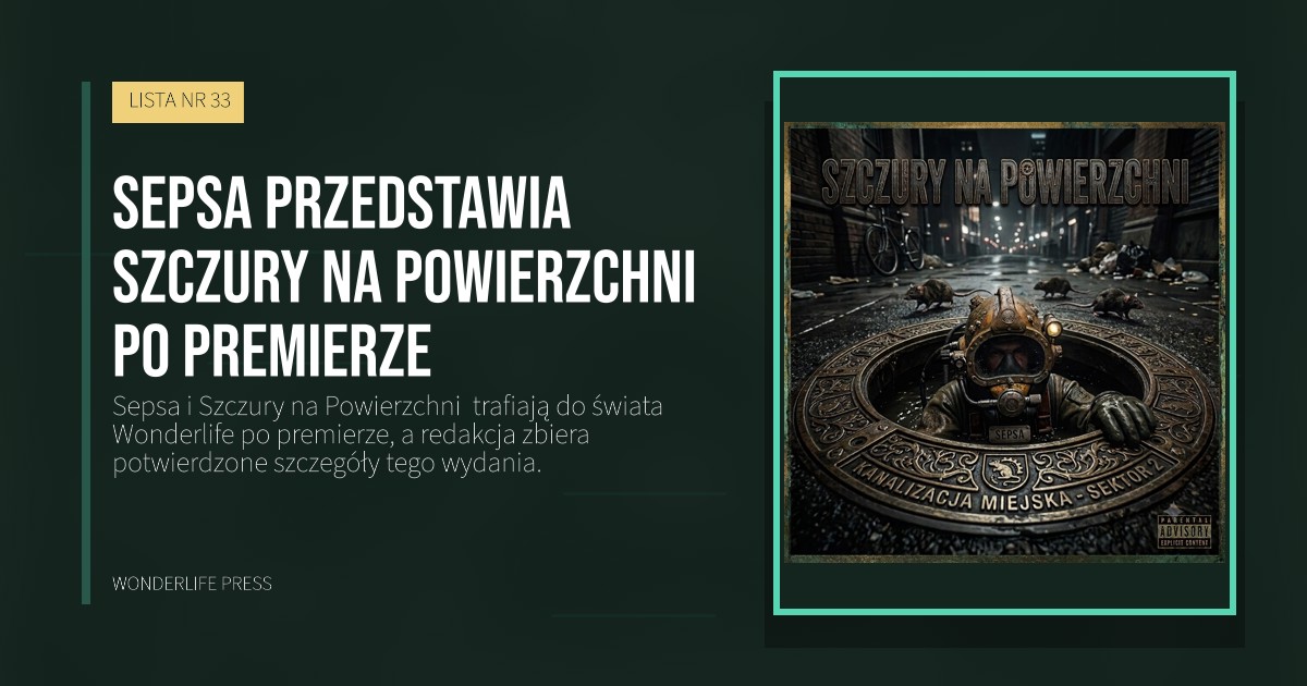 Wonderlife Press: Sepsa przedstawia Szczury na Powierzchni  po premierze. okładka wydawnictwa. LISTA NR 33.