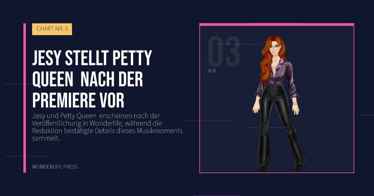 Wonderlife Press: Jesy stellt Petty Queen  nach der Premiere vor. Künstlerporträt. CHART NR. 5.