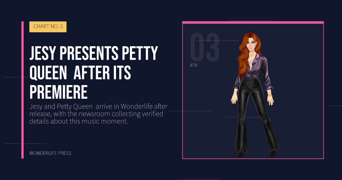 Wonderlife Press: Jesy presents Petty Queen  after its premiere. artist portrait. CHART NO. 5.