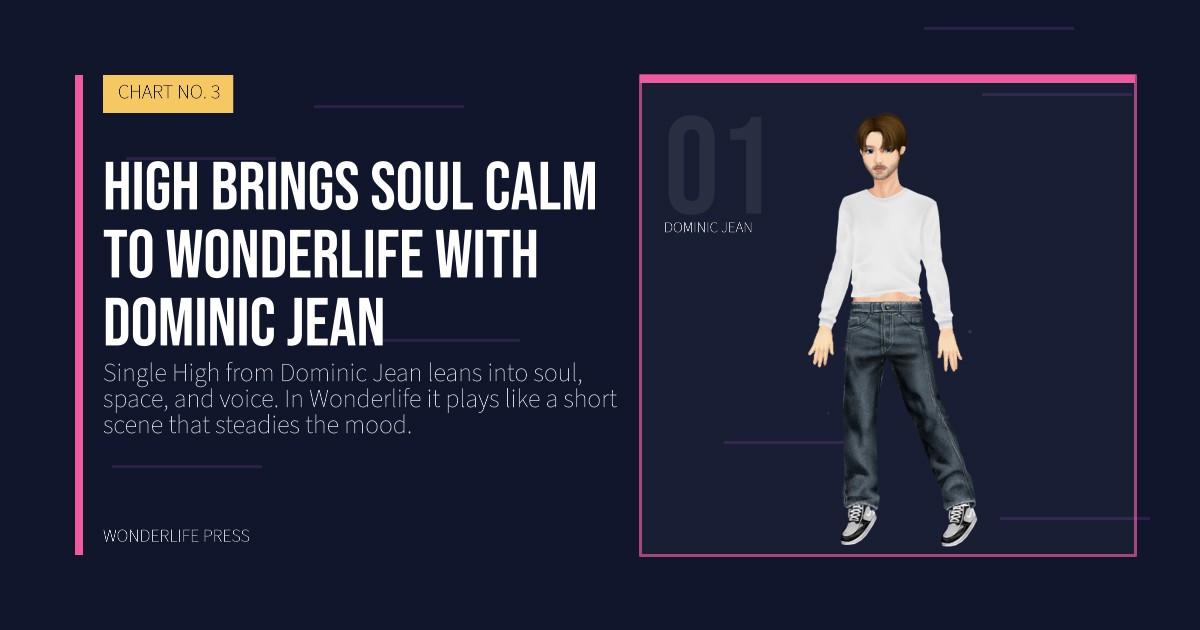 Wonderlife Press: High brings soul calm to Wonderlife with Dominic Jean. artist portrait. CHART NO. 3.