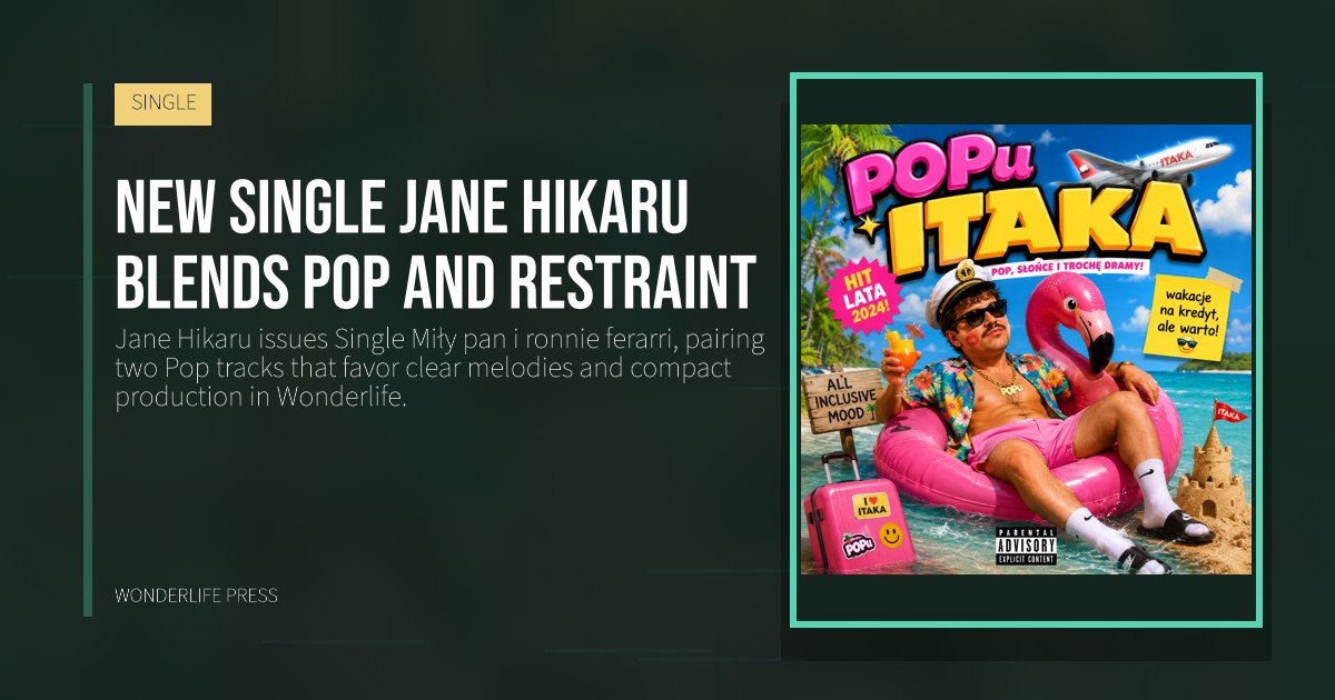 Wonderlife Press: New single Jane Hikaru blends pop and restraint. release artwork. SINGLE.