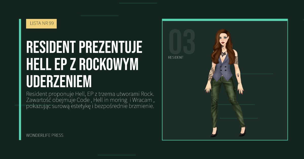 Wonderlife Press: Resident prezentuje Hell ep z rockowym uderzeniem. portret artystów. LISTA NR 99.