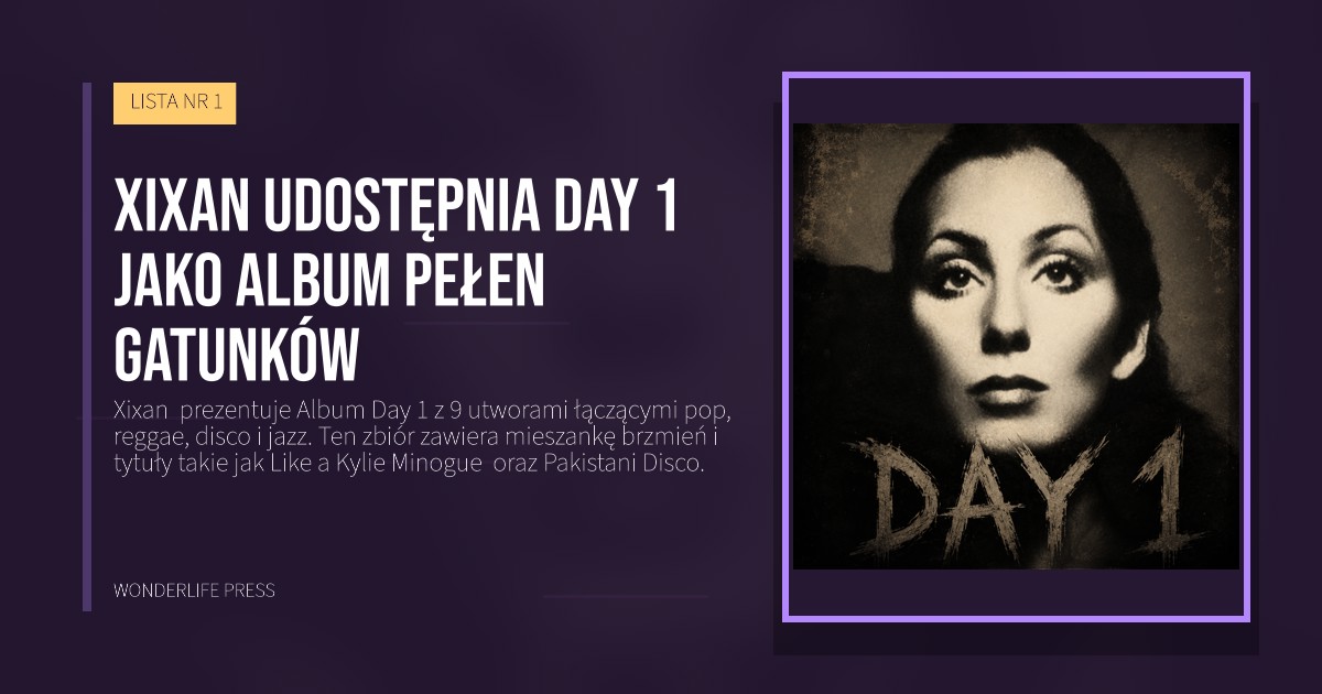 Wonderlife Press: Xixan udostępnia Day 1 jako Album pełen gatunków. okładka wydawnictwa. LISTA NR 1.