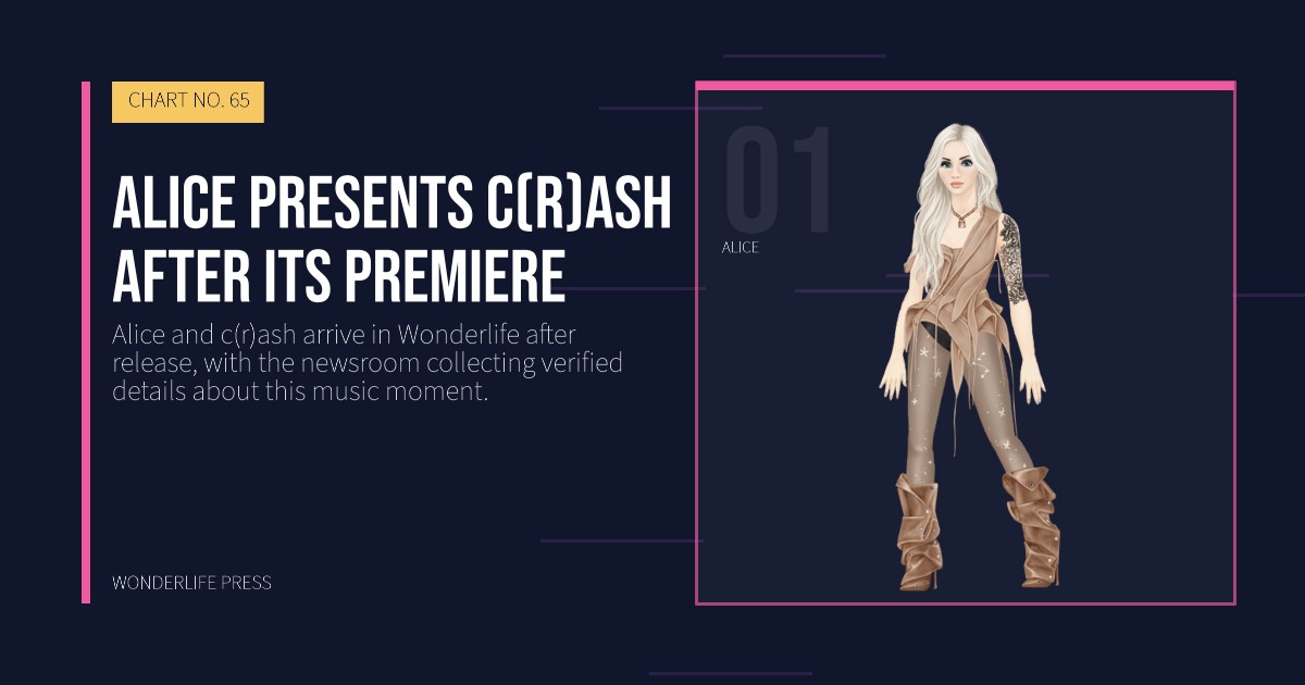 Wonderlife Press: Alice presents c(r)ash after its premiere. artist portrait. CHART NO. 65.