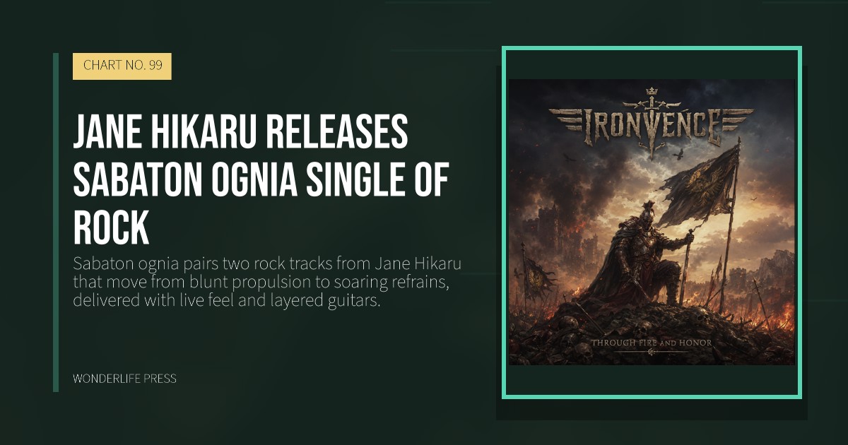 Wonderlife Press: Jane Hikaru releases Sabaton ognia single of rock. release artwork. CHART NO. 99.