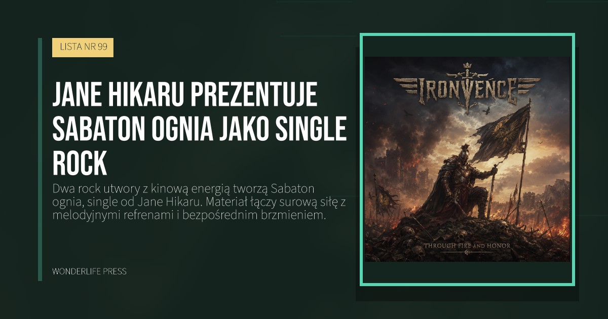 Wonderlife Press: Jane Hikaru prezentuje Sabaton ognia jako single rock. okładka wydawnictwa. LISTA NR 99.