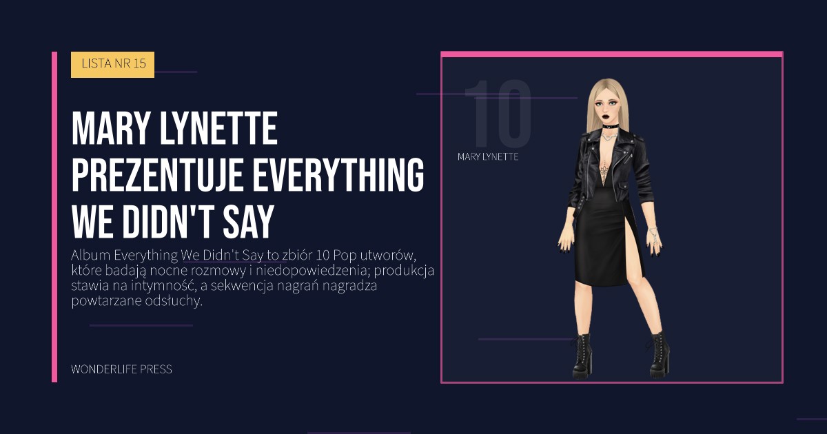 Wonderlife Press: Mary Lynette prezentuje Everything We Didn't Say. portret artystów. LISTA NR 15.