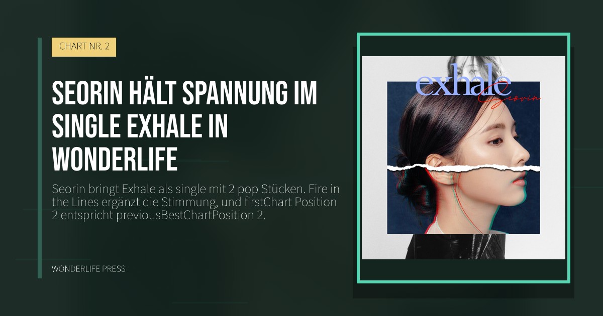 Wonderlife Press: Seorin hält Spannung im single Exhale in Wonderlife. Veröffentlichungscover. CHART NR. 2.