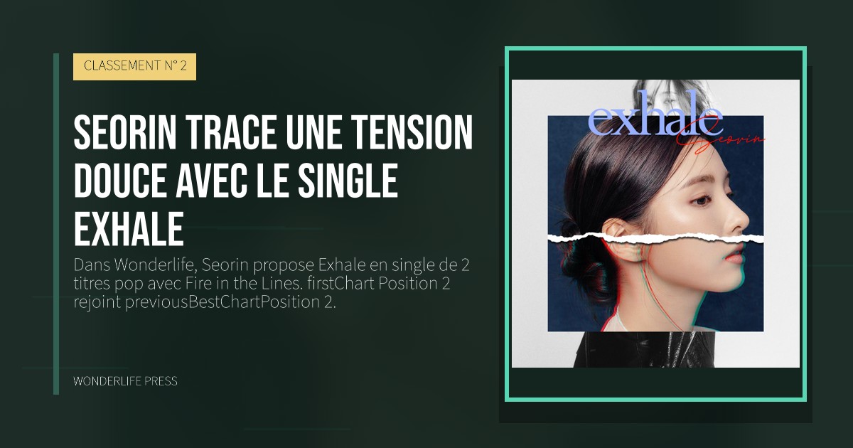 Wonderlife Press: Seorin trace une tension douce avec le single Exhale. pochette de la sortie. CLASSEMENT N° 2.