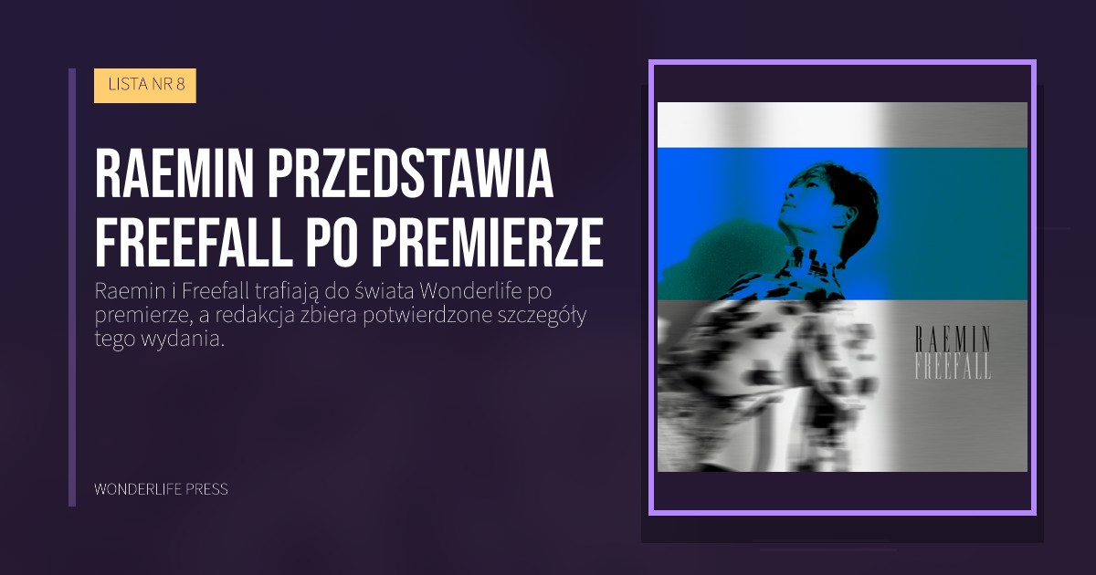 Wonderlife Press: Raemin przedstawia Freefall po premierze. okładka wydawnictwa. LISTA NR 8.