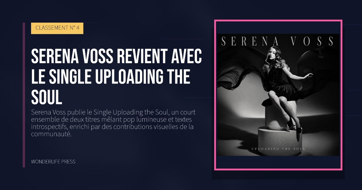 Wonderlife Press: Serena Voss revient avec le Single Uploading the Soul. pochette de la sortie. CLASSEMENT N° 4.