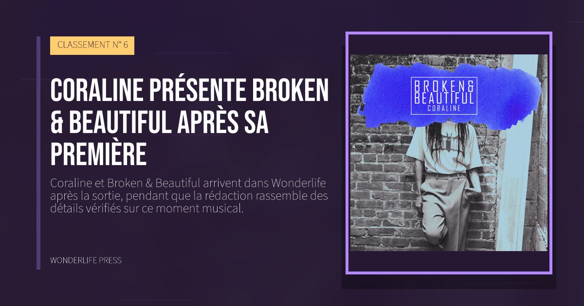 Wonderlife Press: Coraline présente Broken & Beautiful après sa première. pochette de la sortie. CLASSEMENT N° 6.