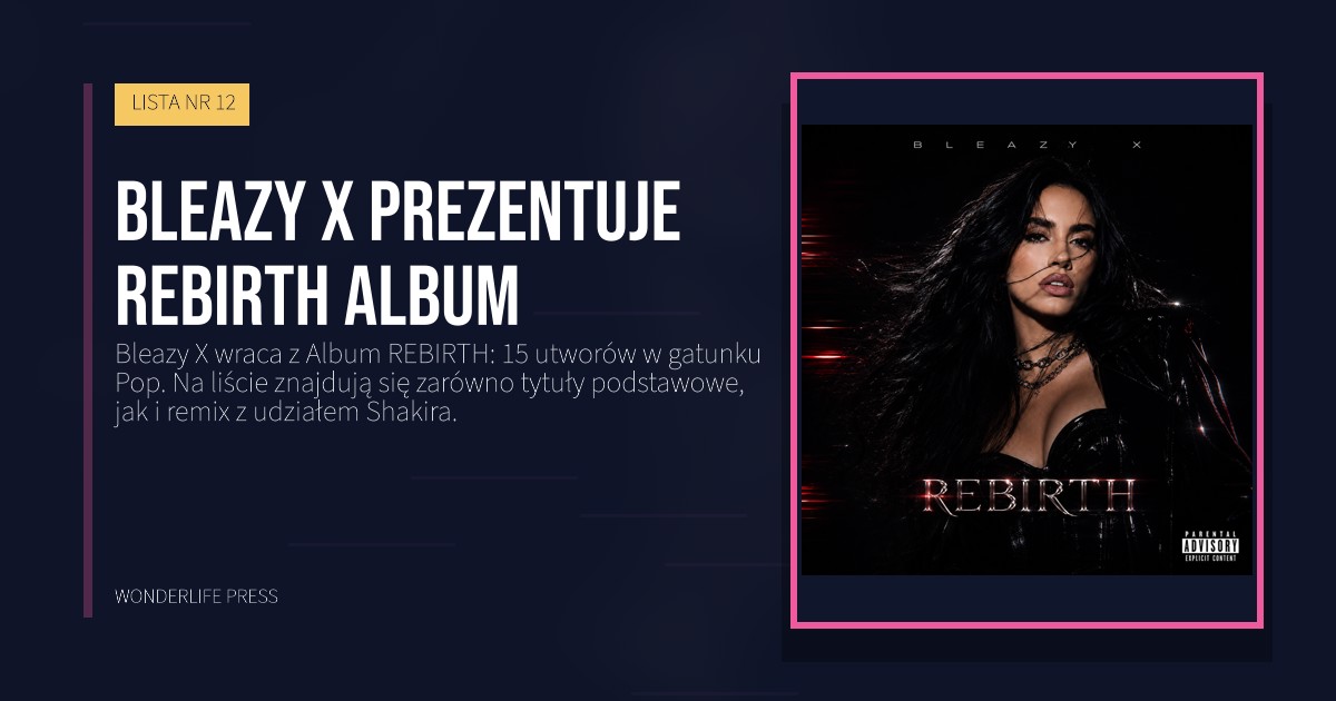 Wonderlife Press: Bleazy X prezentuje REBIRTH album. okładka wydawnictwa. LISTA NR 12.
