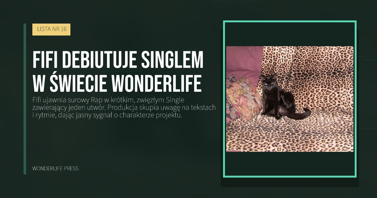 Wonderlife Press: Fifi debiutuje singlem w świecie Wonderlife. okładka wydawnictwa. LISTA NR 16.