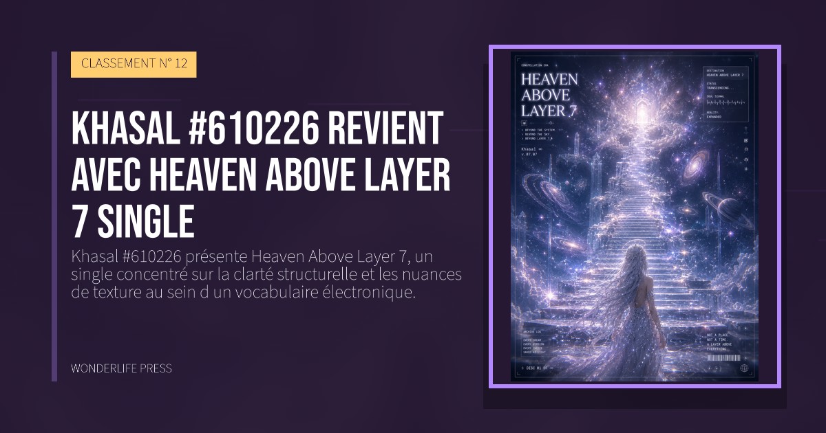 Wonderlife Press: Khasal #610226 revient avec Heaven Above Layer 7 single. pochette de la sortie. CLASSEMENT N° 12.