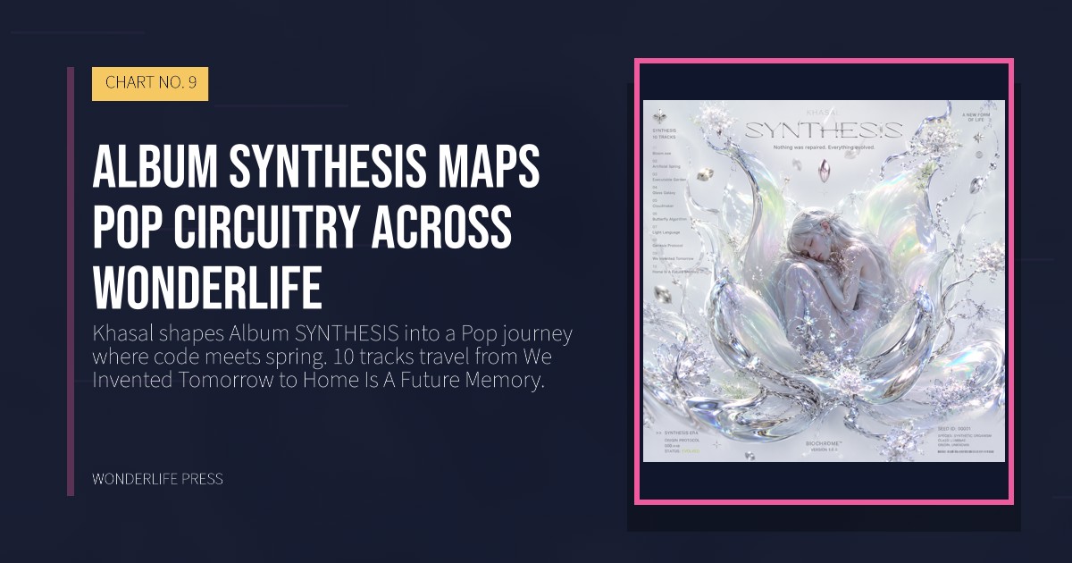 Wonderlife Press: Album SYNTHESIS maps Pop circuitry across Wonderlife. release artwork. CHART NO. 9.