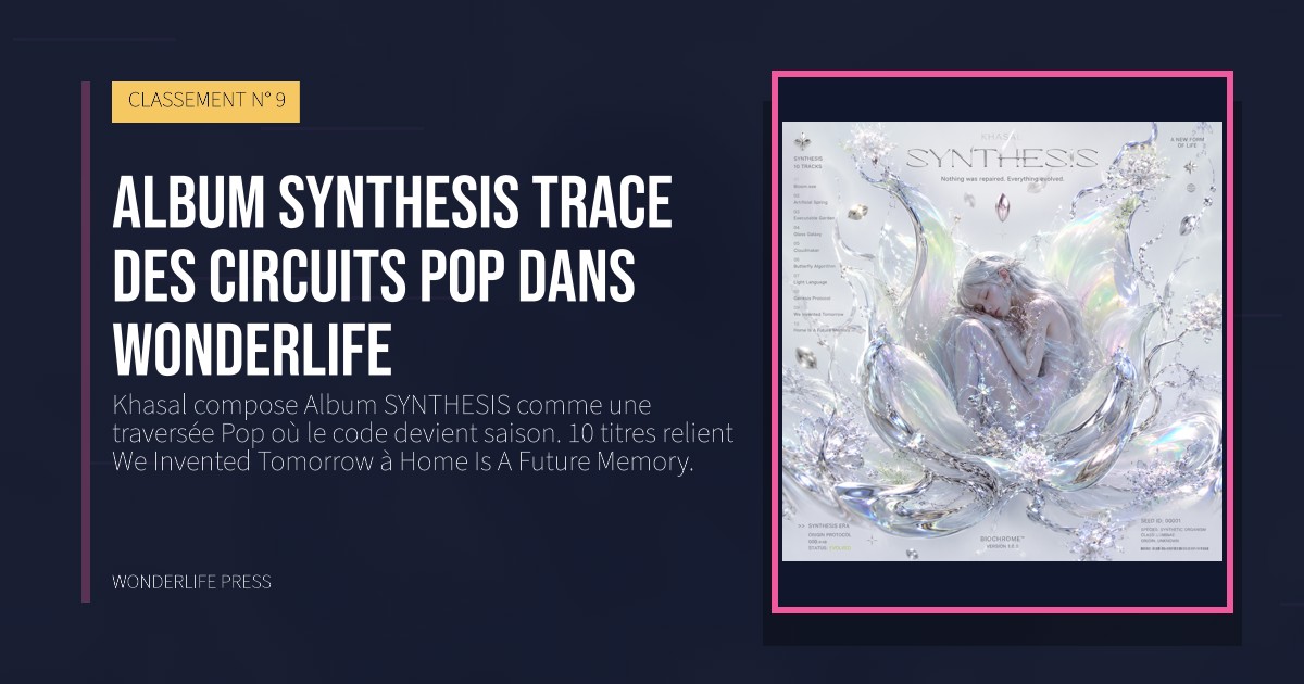 Wonderlife Press: Album SYNTHESIS trace des circuits Pop dans Wonderlife. pochette de la sortie. CLASSEMENT N° 9.