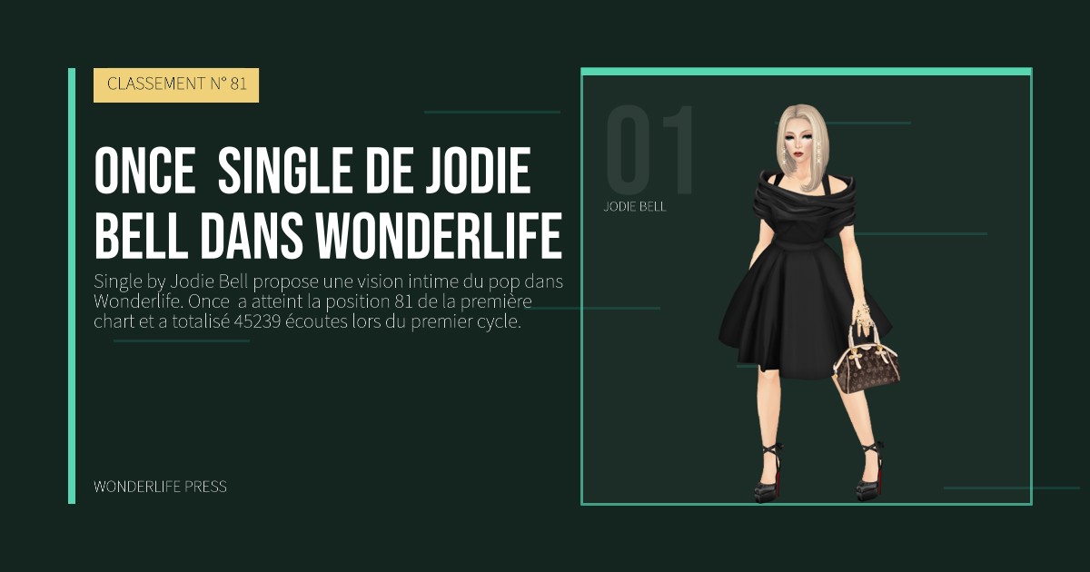 Wonderlife Press: once  Single de Jodie Bell dans Wonderlife. portrait des artistes. CLASSEMENT N° 81.