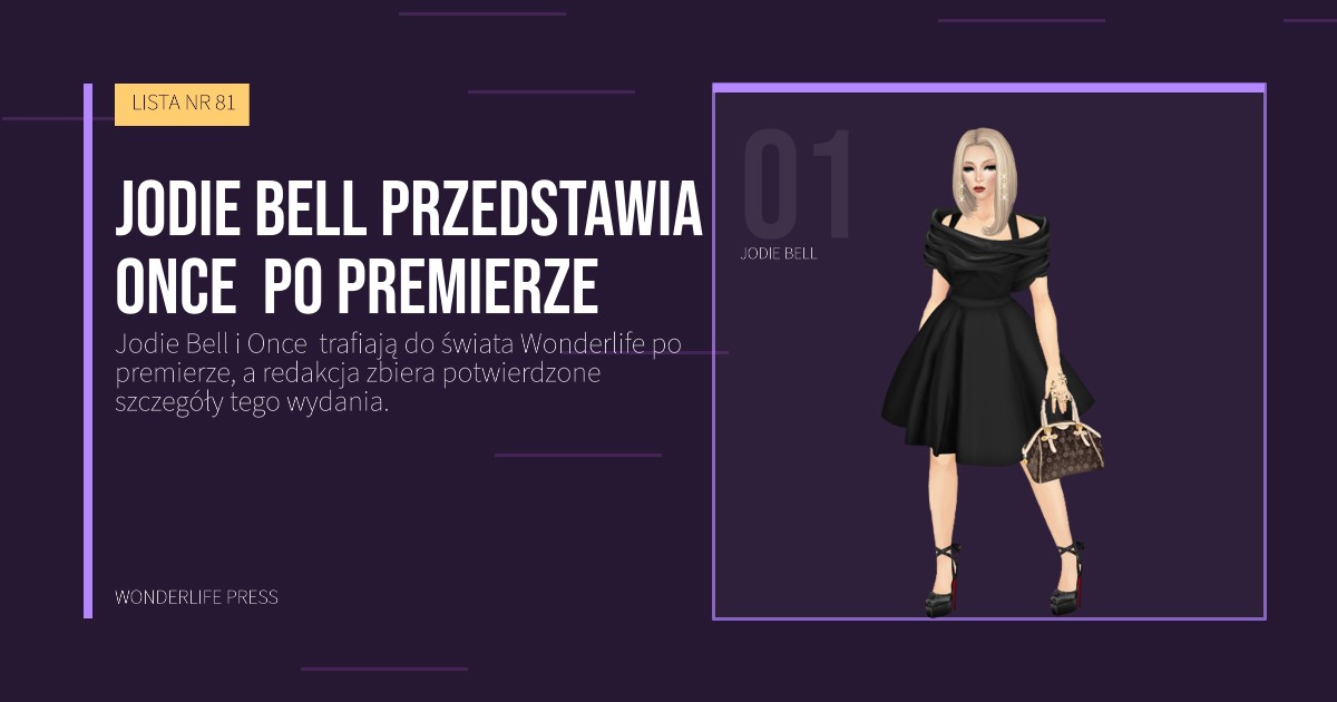 Wonderlife Press: Jodie Bell przedstawia Once po premierze. portret artystów. LISTA NR 81.
