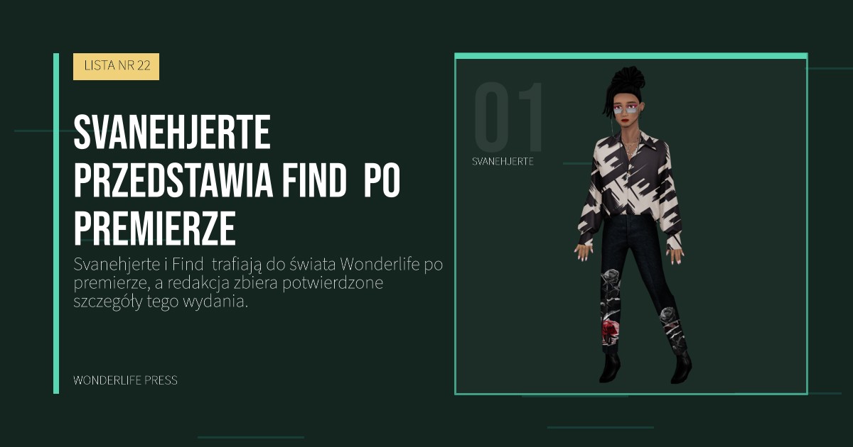 Wonderlife Press: Svanehjerte przedstawia Find  po premierze. portret artystów. LISTA NR 22.