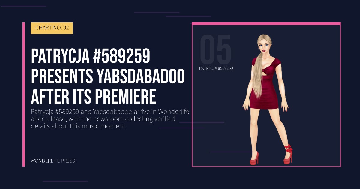 Wonderlife Press: Patrycja #589259 presents Yabsdabadoo after its premiere. artist portrait. CHART NO. 92.