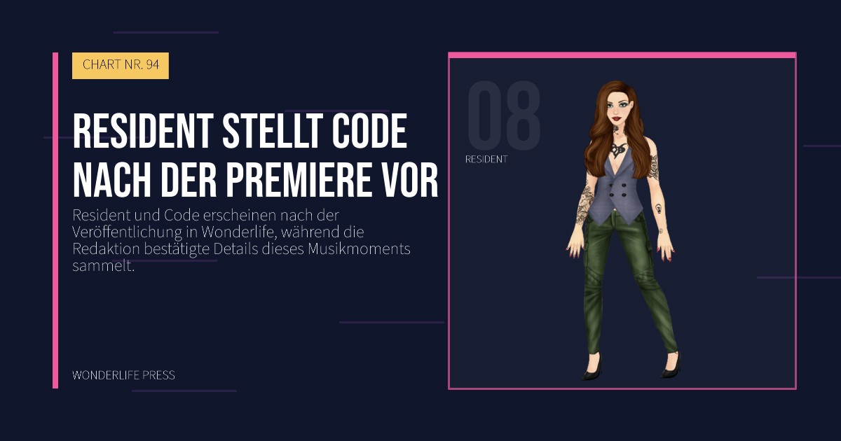 Wonderlife Press: Resident stellt Code nach der Premiere vor. Künstlerporträt. CHART NR. 94.