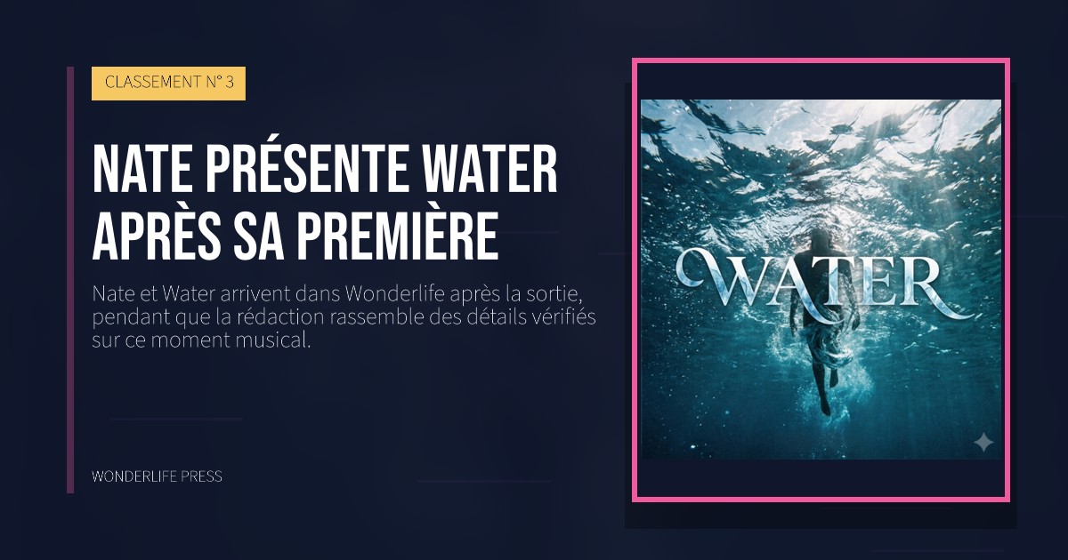 Wonderlife Press: Nate présente Water après sa première. pochette de la sortie. CLASSEMENT N° 3.