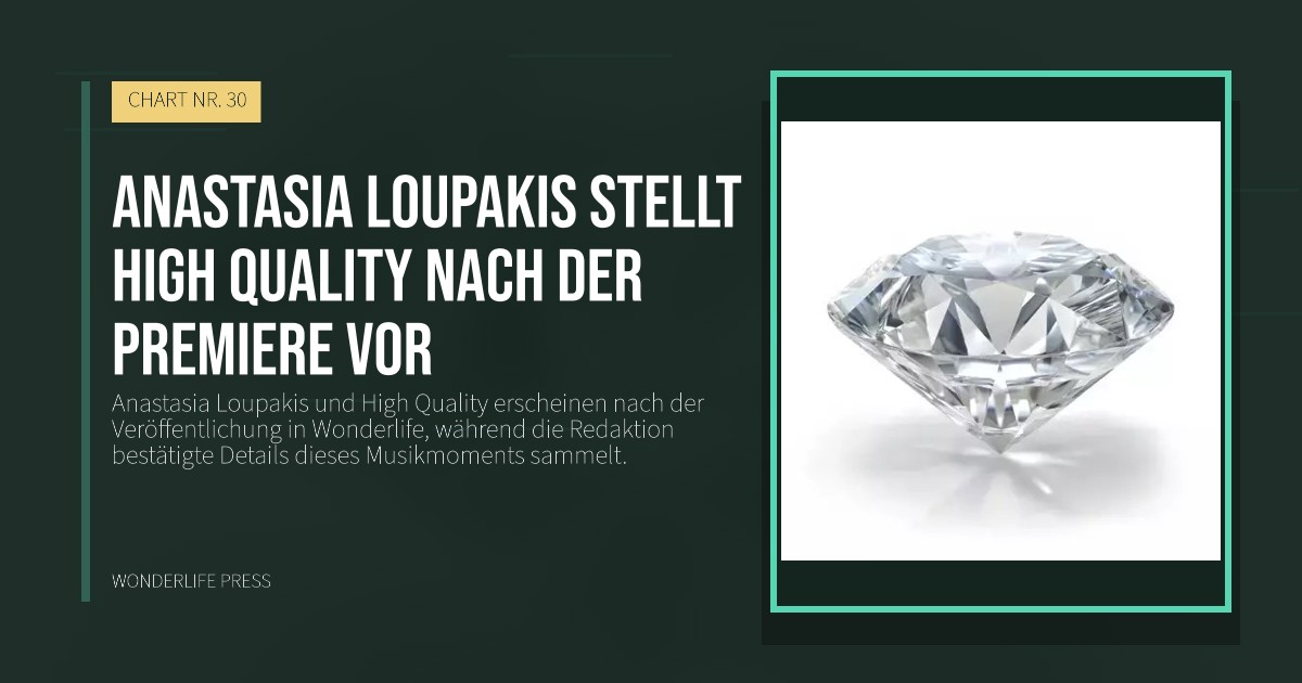 Wonderlife Press: Anastasia Loupakis stellt High Quality nach der Premiere vor. Veröffentlichungscover. CHART NR. 30.