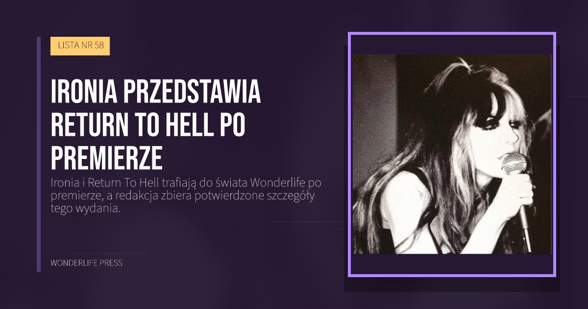 Wonderlife Press: Ironia przedstawia Return To Hell po premierze. okładka wydawnictwa. LISTA NR 58.