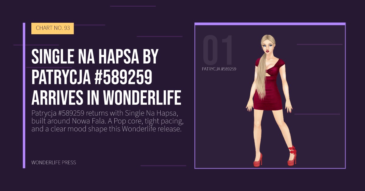 Wonderlife Press: Single Na Hapsa by Patrycja #589259 arrives in Wonderlife. artist portrait. CHART NO. 93.