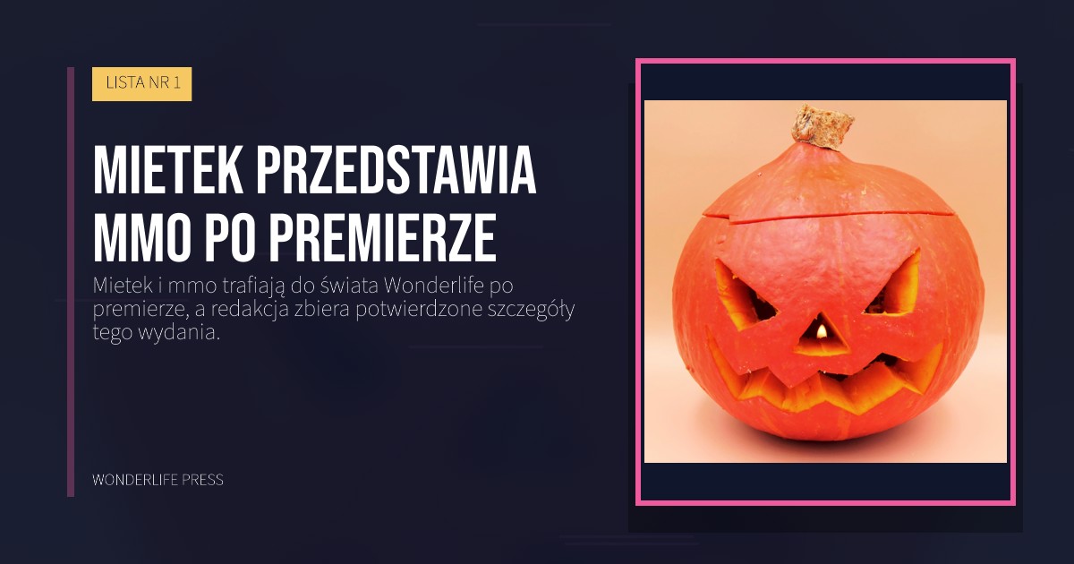Wonderlife Press: Mietek przedstawia mmo po premierze. okładka wydawnictwa. LISTA NR 1.