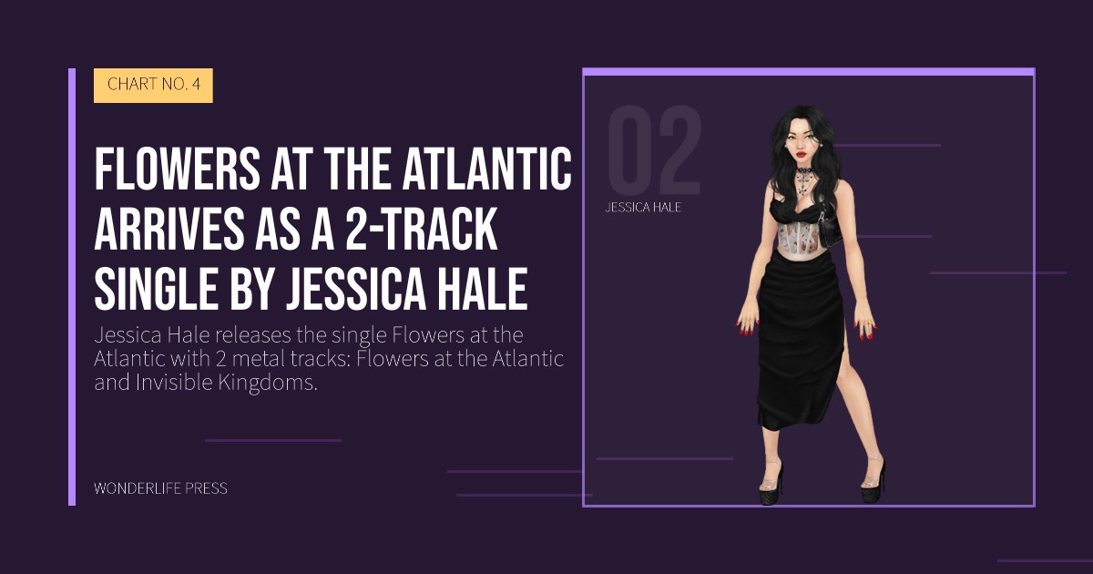 Wonderlife Press: Flowers at the Atlantic arrives as a 2-track single by Jessica Hale. artist portrait. CHART NO. 4.