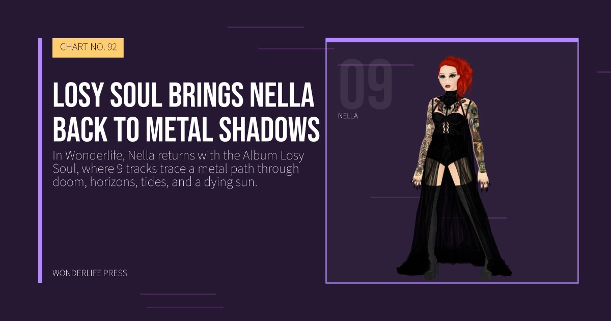Wonderlife Press: Losy Soul brings Nella back to metal shadows. artist portrait. CHART NO. 92.