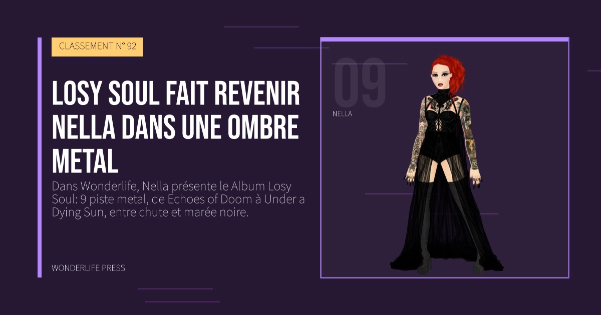 Wonderlife Press: Losy Soul fait revenir Nella dans une ombre metal. portrait des artistes. CLASSEMENT N° 92.