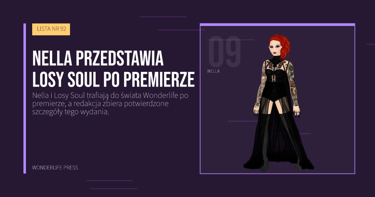Wonderlife Press: Nella przedstawia Losy Soul po premierze. portret artystów. LISTA NR 92.
