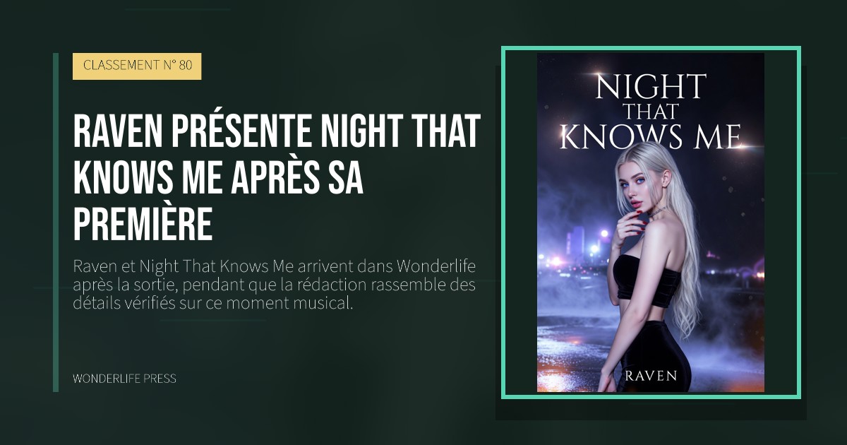 Wonderlife Press: Raven présente Night That Knows Me après sa première. pochette de la sortie. CLASSEMENT N° 80.