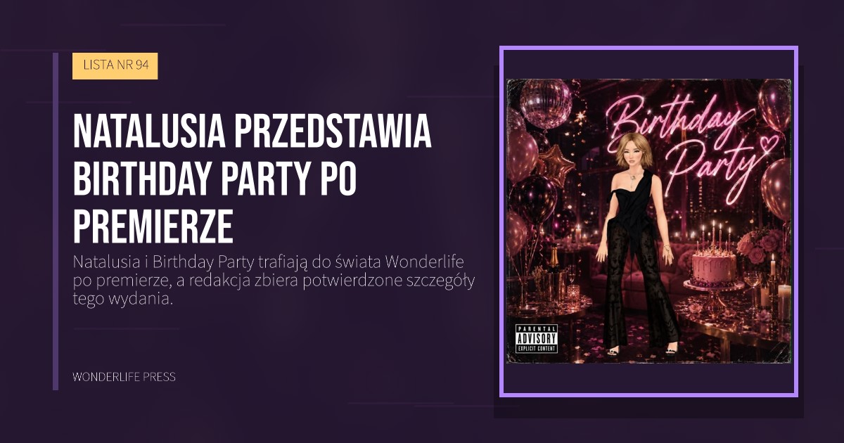 Wonderlife Press: Natalusia przedstawia Birthday Party po premierze. okładka wydawnictwa. LISTA NR 94.