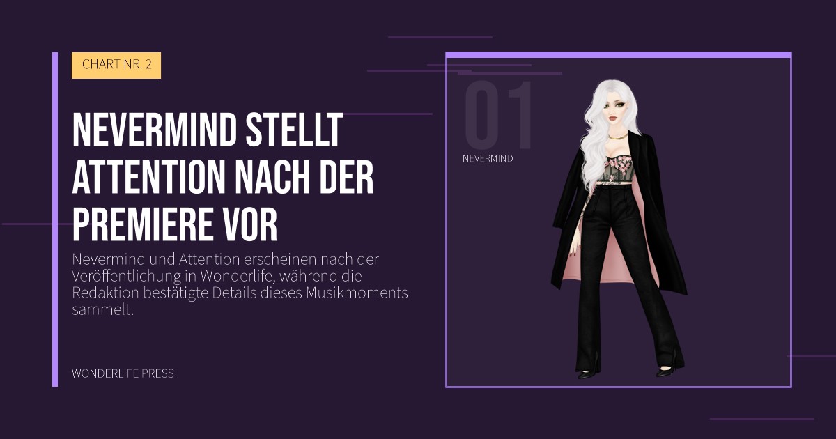 Wonderlife Press: Nevermind stellt Attention nach der Premiere vor. Künstlerporträt. CHART NR. 2.