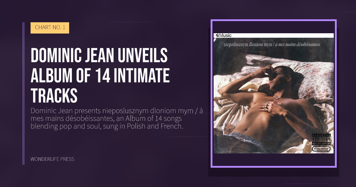 Wonderlife Press: Dominic Jean unveils Album of 14 intimate tracks. release artwork. CHART NO. 1.